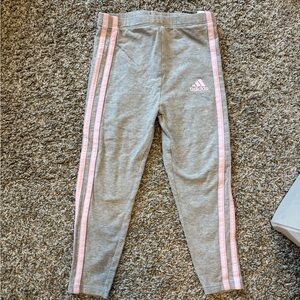 Adidas Kids Leggings in Gray with Pink Stripes